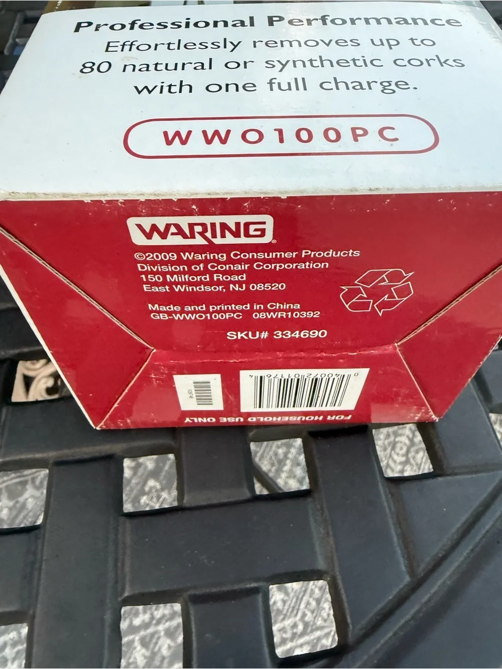 Waring Pro Professional Cordless Wine Opener WWO100PC Rechargeable